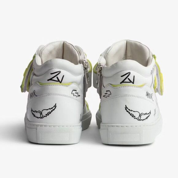 NWT Zadig & Voltaire ZV1747 Mid Flash Fluorescent Suede Charms Sneakers size 39 - Picture 4 of 13